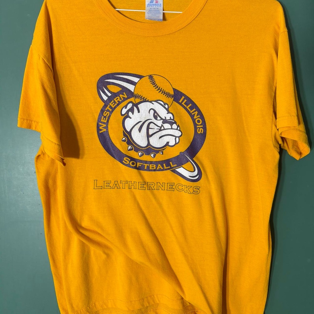 Russell Athletic Vintage Western Illinois Softball Leathernecks T-Shirt Yellow M